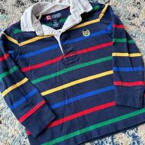 Chaps Multi Colored Striped Long Sleeve Polo Shirt